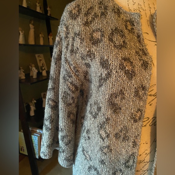 NWT Cupcakes and Cashmere Klein Cardigan Sweater-Tonal gray leopard - Picture 4 of 12